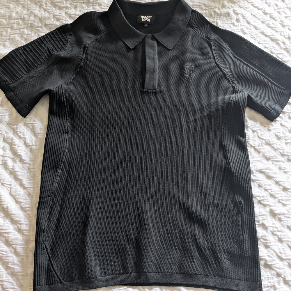 PXG Black Men's Performance Golf Polo with Textured Knit